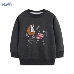 Little maven Kids Clothes Baby Girls Spring Autumn New Cute Princess Tops Cartoon Moon Rabbits Sweatshirts Fashion Girls Hoodies