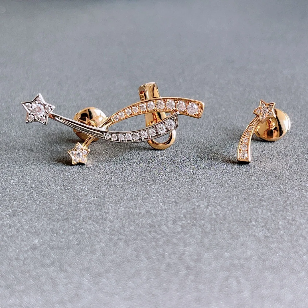 

2022 Hot Brand Pure 925 Sterling Silver Jewelry Star Ear Cuff Earrings Lozenge Design Wedding Nich Party Silver Luxury Quality