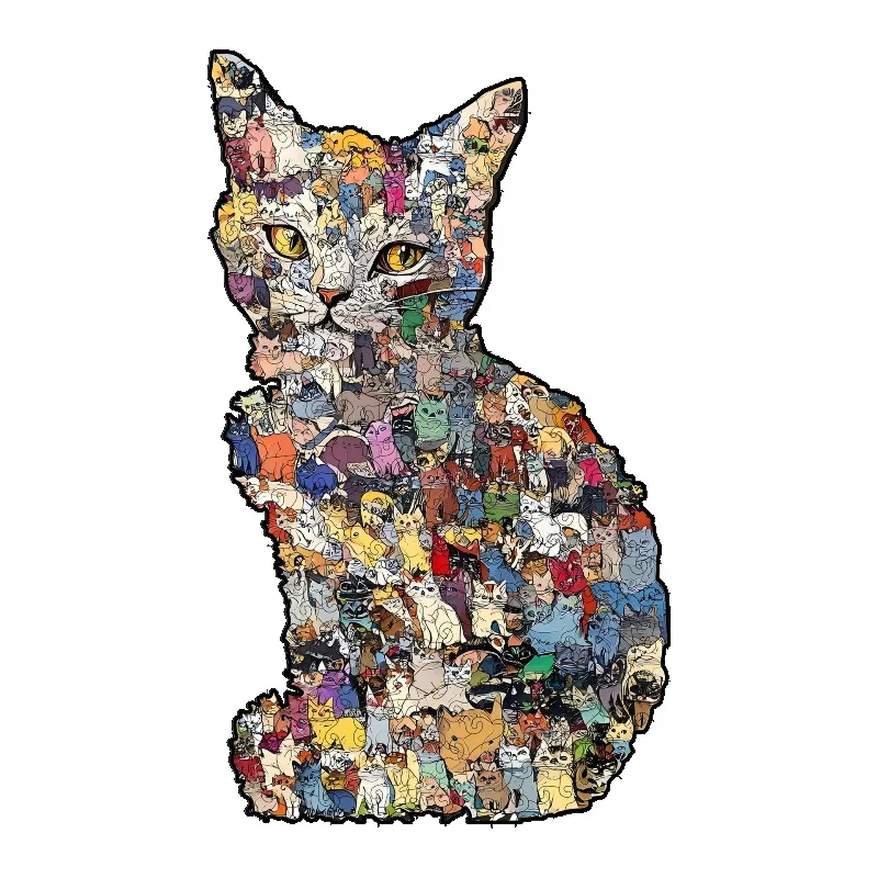 Rompecabezas de Madera con Forma de Gato Única para Adultos, Hucha DIY de Alta Calidad, Juguete Educativo para Ejercitar el Cerebro, Decoración del Hogar, Arte de Pared