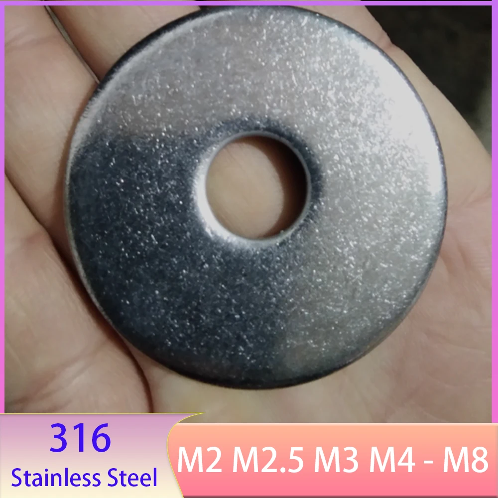 316 Stainless Steel Thickening Sealing Flat Washer M2 M2.5 M3 M4 M5 M6 M8 Large Size Over Wider Flat Washer Gasket OD 5/6/7-40mm