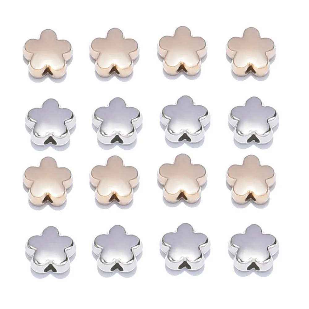 200Pcs 6x3mm Gold Silver Color CCB Flower Bead With Hole Charm Loose Spacer Beads For DIY Jewelry Making Accessories