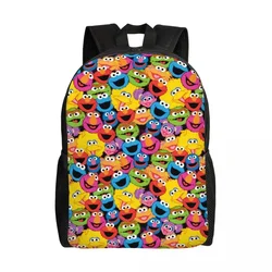 Custom Sesames Street Character Faces Backpacks Men Women Fashion Bookbag for College School Cookie Monster Bags