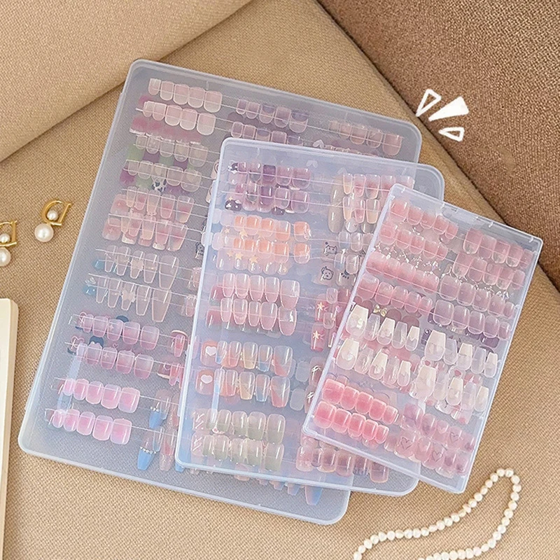 Transparent Press On Nail Storage Box Dustproof Nail Tips Organizer Seasonal False Nails Display Box Acrylic Nail Art Tools