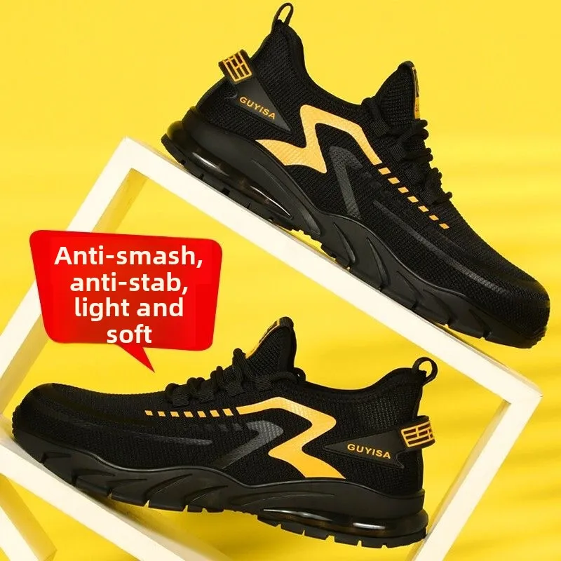 남성용 안전 신발 강철 발가락 부드러운 밑창 남성 신발 보호 기능이 있는 경량 통기성 작업 신발 내마모성