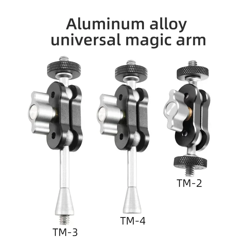 Mini brazo mágico con cabeza de bola doble, tornillo de 1/4 pulgadas para cámara SLR, trípode, jaula para cámara, aparejo, luz LED para vídeo, micrófono, Monitor de campo