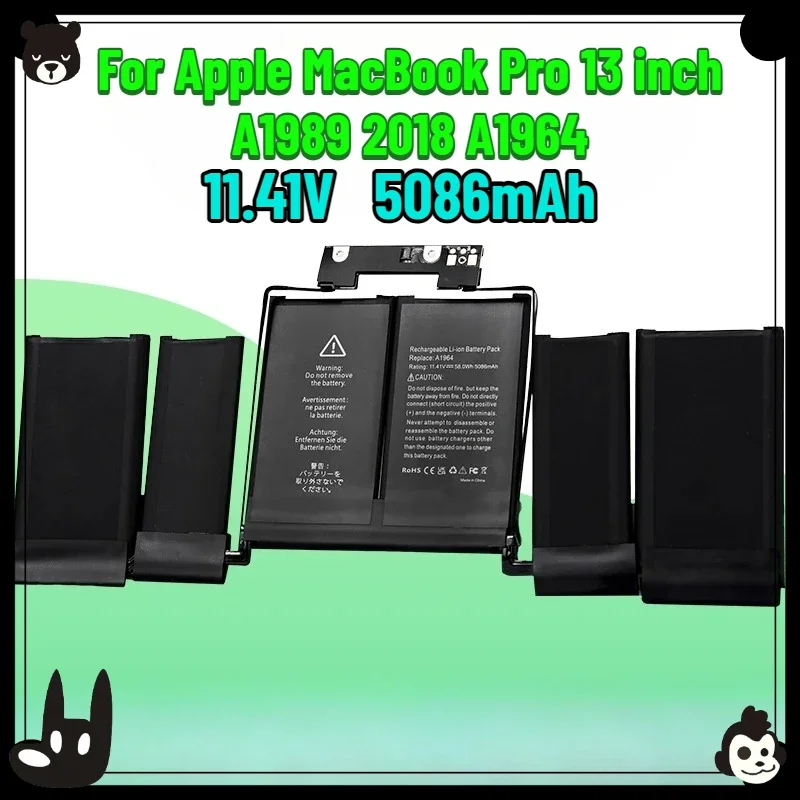 SWZY 11.41V 5086mAh A1964 Laptop Battery for Apple MacBook Pro 13 Inch A1989 2018 A2251