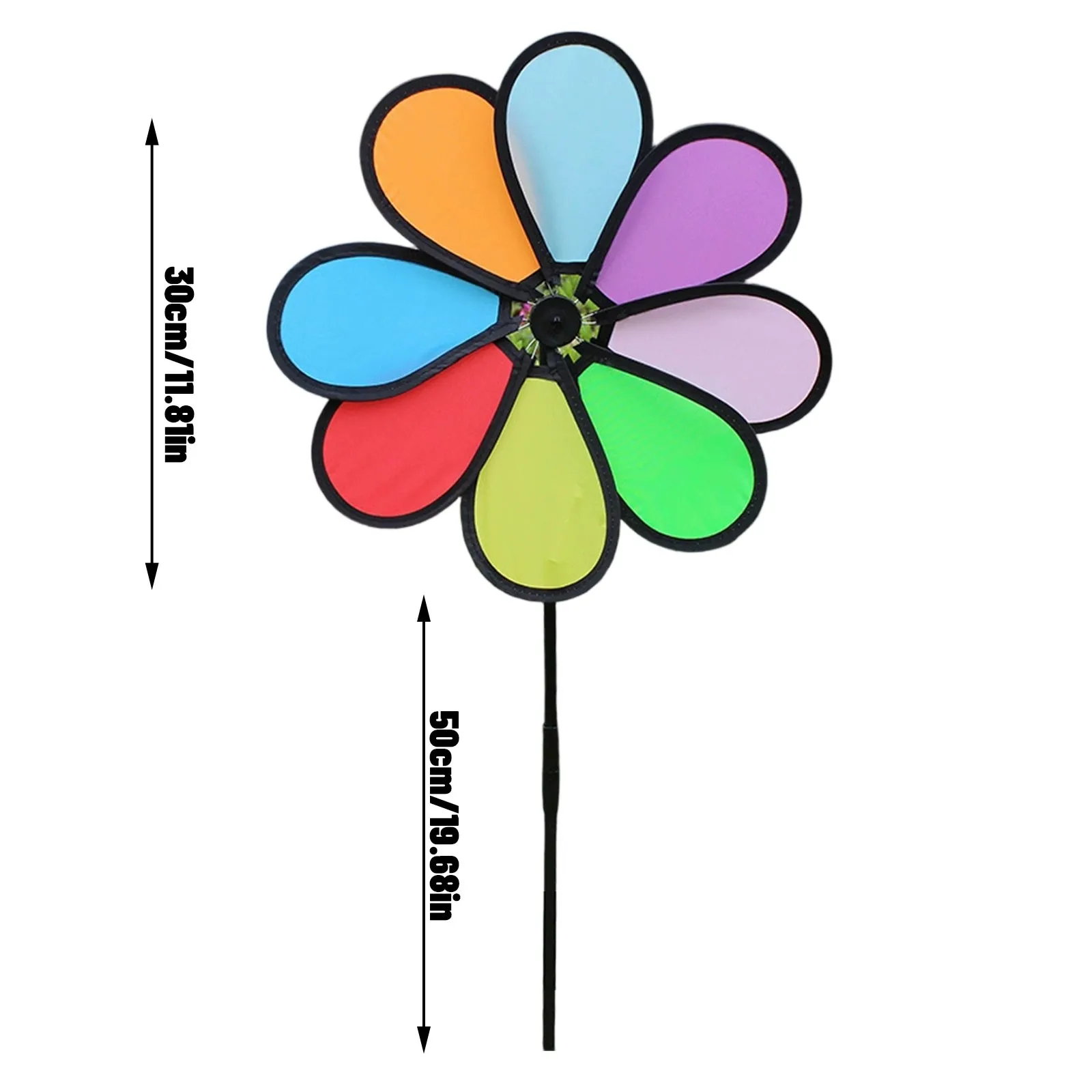 New Colorful Rainbow Flower Spinners Wind Windmill Garden Yard Outdoor Decor Sparkly Pinwheels For Yard Scare Birds Away - view 3