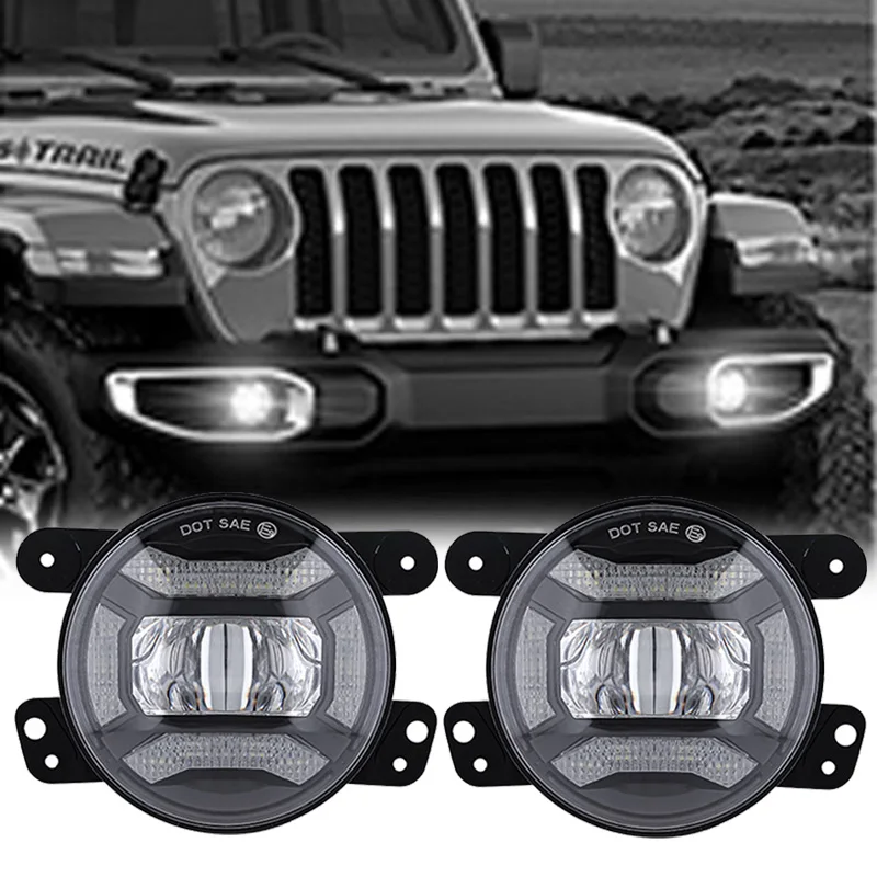 

For Dodge hummer H1 H2 30W 4 Inch Round Led Fog Light White Halo Ring Angel Eyes for Jeep Wrangler JK LJ TJ.