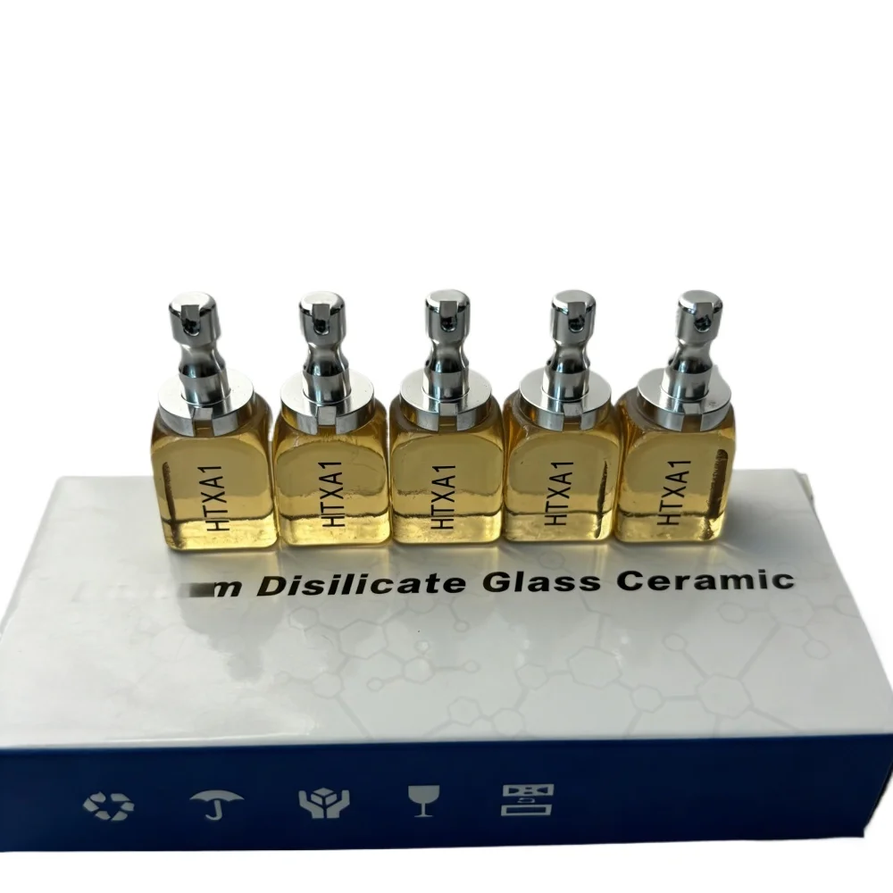 

5 шт. блоков из дисиликата лития янтарного цвета – высокая прозрачность LT/HT, для CAD/CAM коронок/виниров, альтернатива цирконию