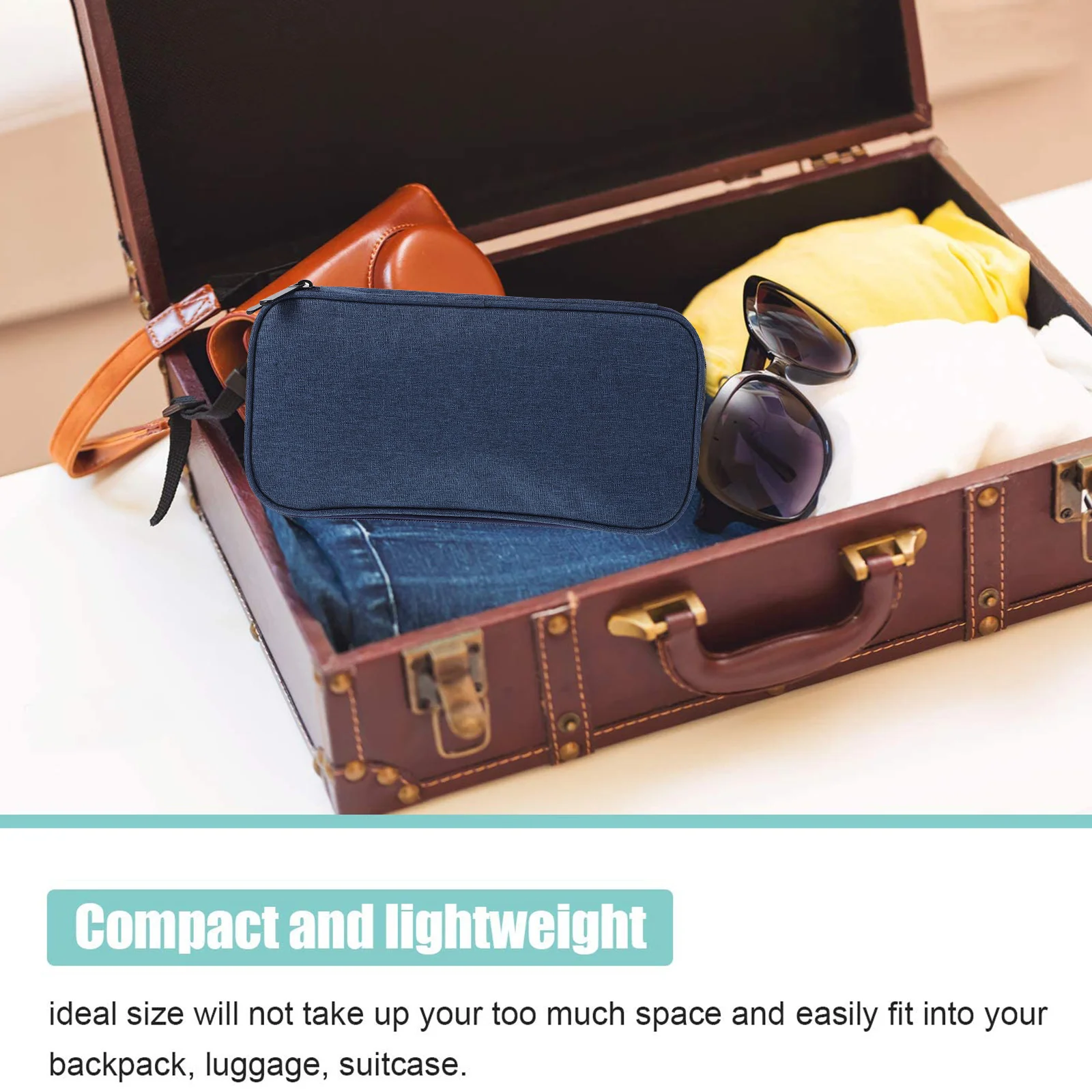 

Crochet Storage Case 600D Strong Material Knitting Needles Pouch Dark Blue Lightweight Knitting Accessories Holder