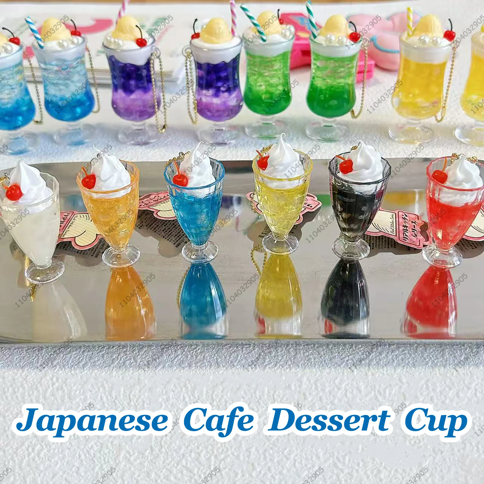Japanese Dessert Toy Food Keychain Capsule Toy Mini Melon Soda Cream Cup Pudding Figure Set Gashapon Collectible Girls Gifts