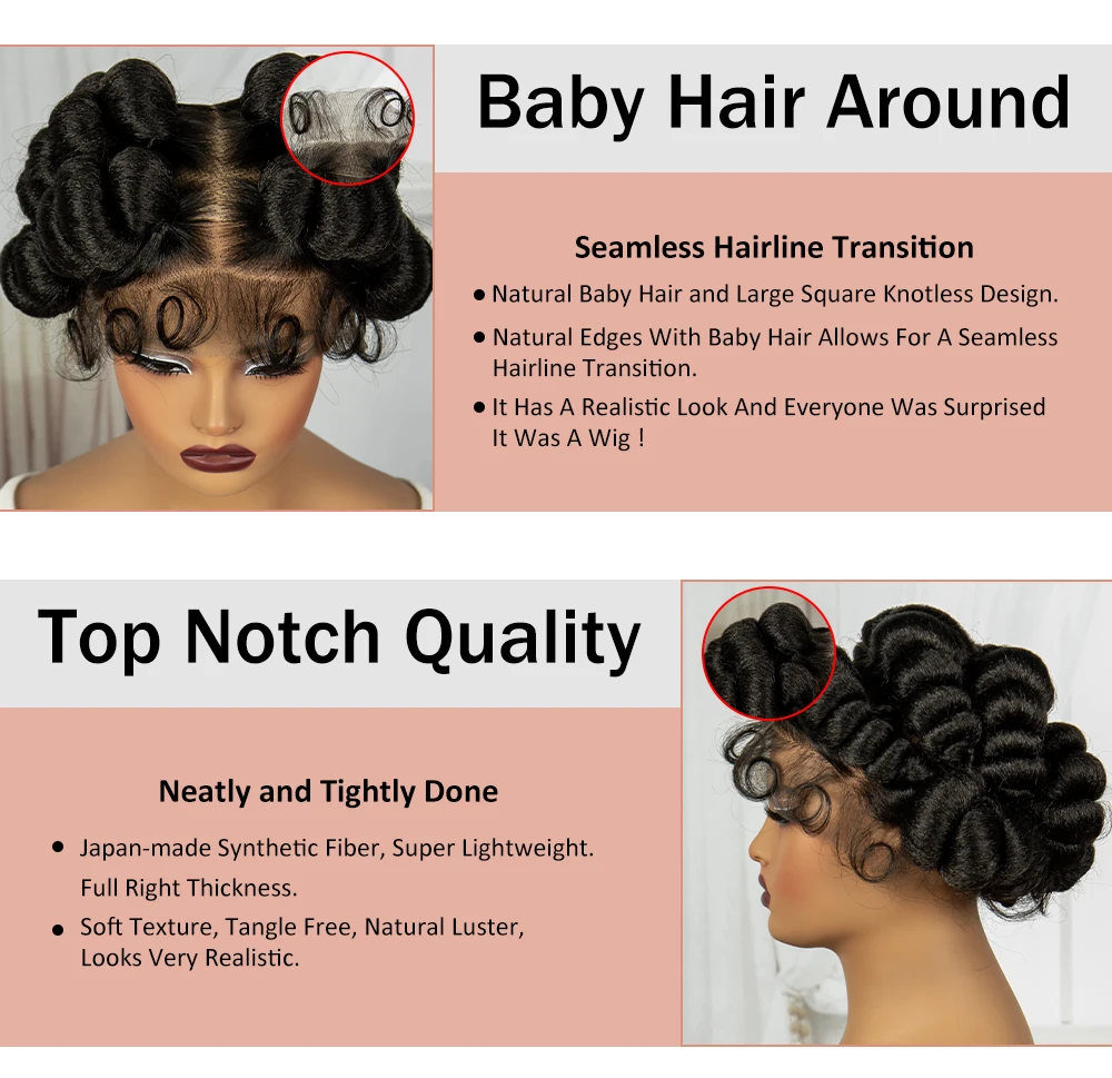 Bantu Braided Wigs Synthetic Transparent Full Lace Braided Lace Wigs Ginger Orange Color Short Cute Handmade Knotless Braids Wig