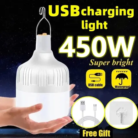 1/2/5/8pcs High Power LED Light Charging Emergency Lamp Outdoor Portable Lanterns BBQ Camping Lamp Search Light Emergency Bulb