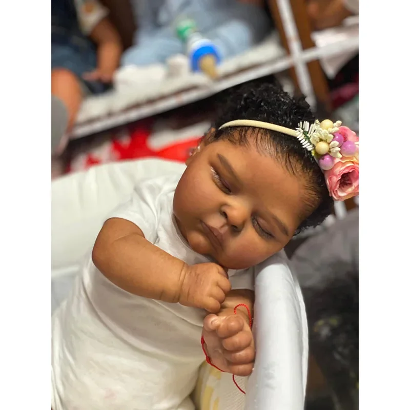 19inch Reborn Baby Doll Peaches in Dark Skin Multiple Layers Painting with Visible Veins muñeca bebê reborn juguetes para niños