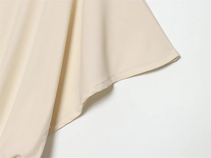 Women's Dress 2026 Summer New Style Solid Color Short Sleeve Ruffle Decor Midi Maxi Dress Elegant and Gentle Romantic