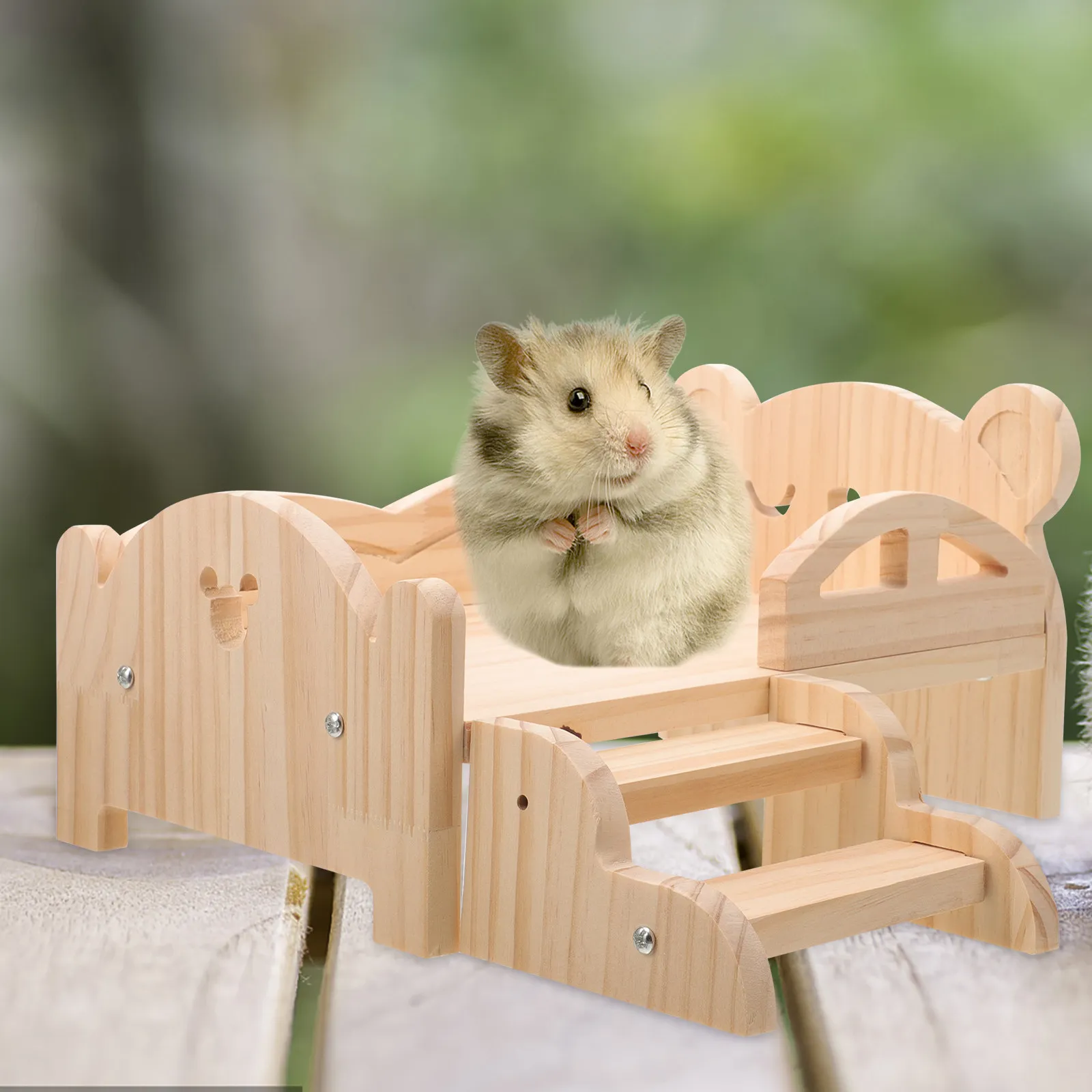 Pet Bed Wooden Small Dwarf Hamster Guinea Pig Chinchilla Rabbit Gerbil Sturdy Durable Safe Long Lasting Easy Assemble