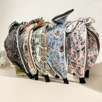 Retro Bohemian Bandanna Bow Rabbit Ear Headband for Women Floral Paisley Wide Hoop Turban Hair Band Hair Styling Accessories