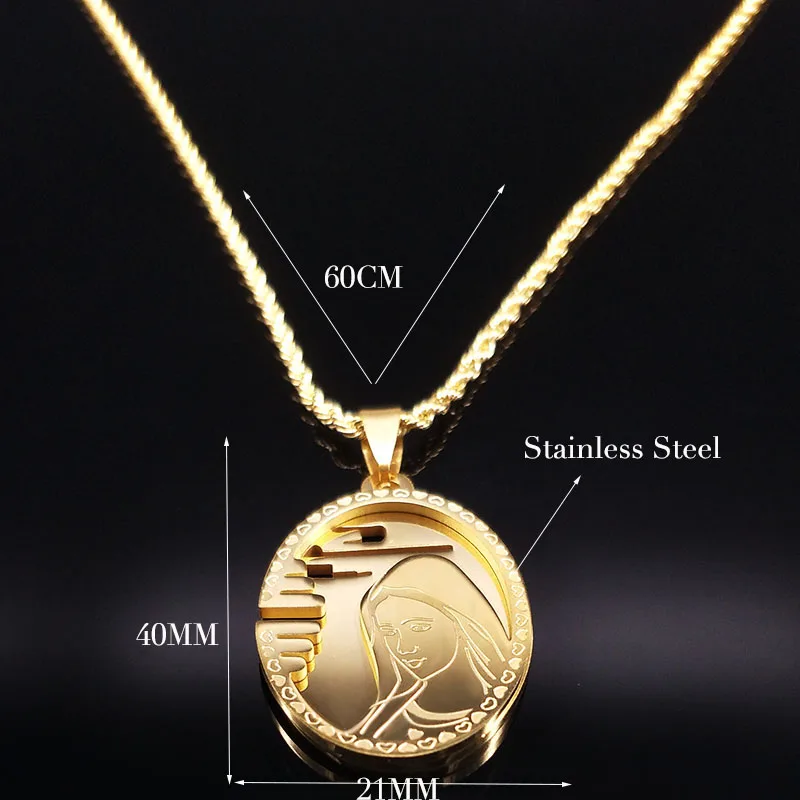 Dziewica Maryja Naszyjnik ze stali nierdzewnej Katolicki Matka z Guadalupe Dziewica Dziewczyny Naszyjnik Ikona Medal Biżuteria Collares hombre — zdjęcie 6