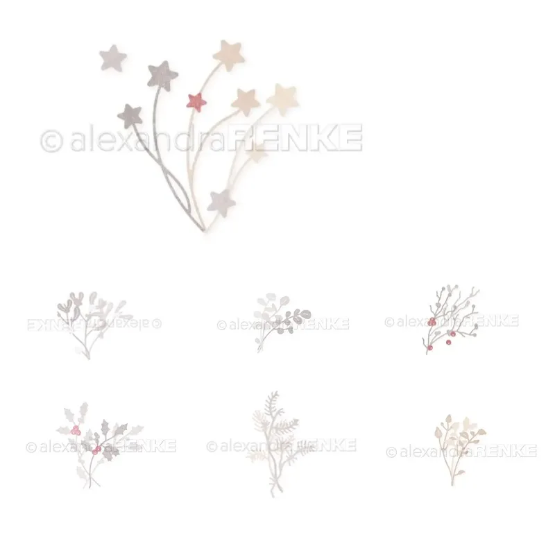 Tannenzweige Flowers Laying Floarls Leaves Branch Metal Cutting Dies Silicone Stamps Scrapbooking Make Photo Album Card DIY Pape