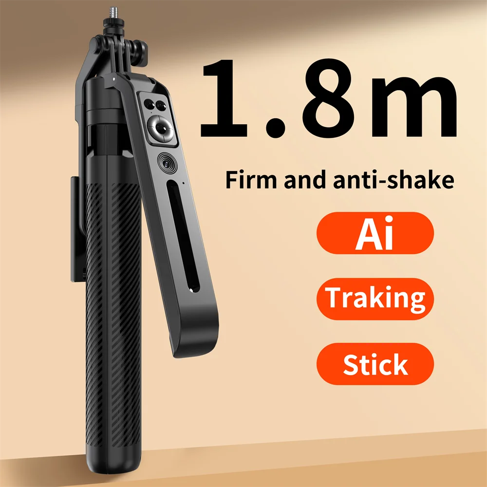 C12 1.8M Selfie Tripod for Cell Phone 360°Auto-Rotation AI Tracking Shooting Quadrapod with Remote Control Mobile phone holder