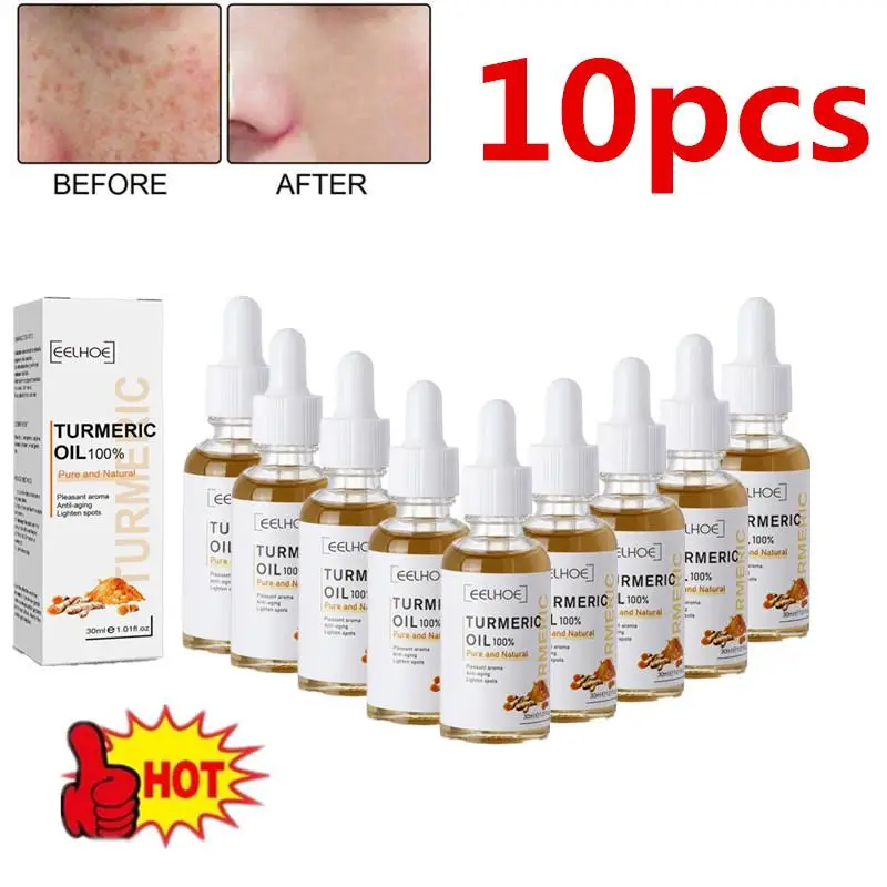 

10PCS Remove Dark Spots Turmeric Essential Oil Anti Wrinkle Face Serum Therapeutic Shrink Pores Whitening Moisturizing Skin Care