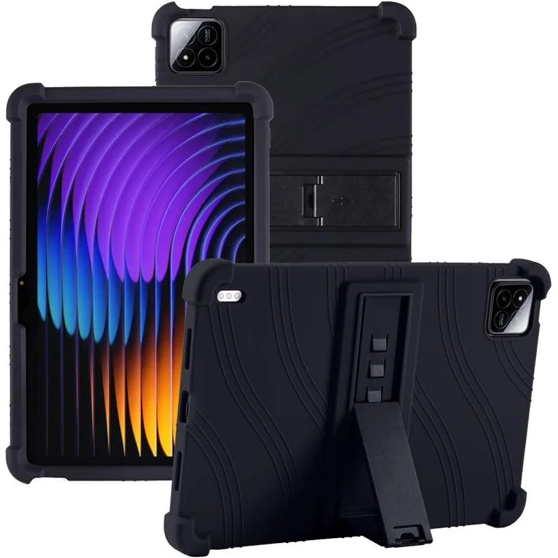 Casing Warna Hitam untuk Xiaomi Pad 7/7 Pro 11.2 Inci 2024 Pad7 Pro Penutup Dudukan Silikon Lembut Dapat Disesuaikan