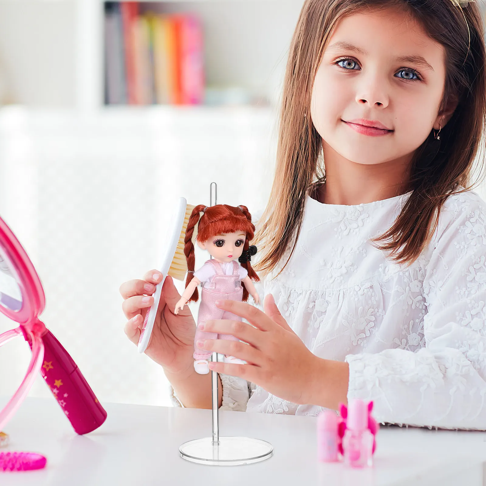 

12Pcs Clear Adjustable Mini Stand for Wide Base Stability Easy Clothing Swap Display Rack Figure Presentation