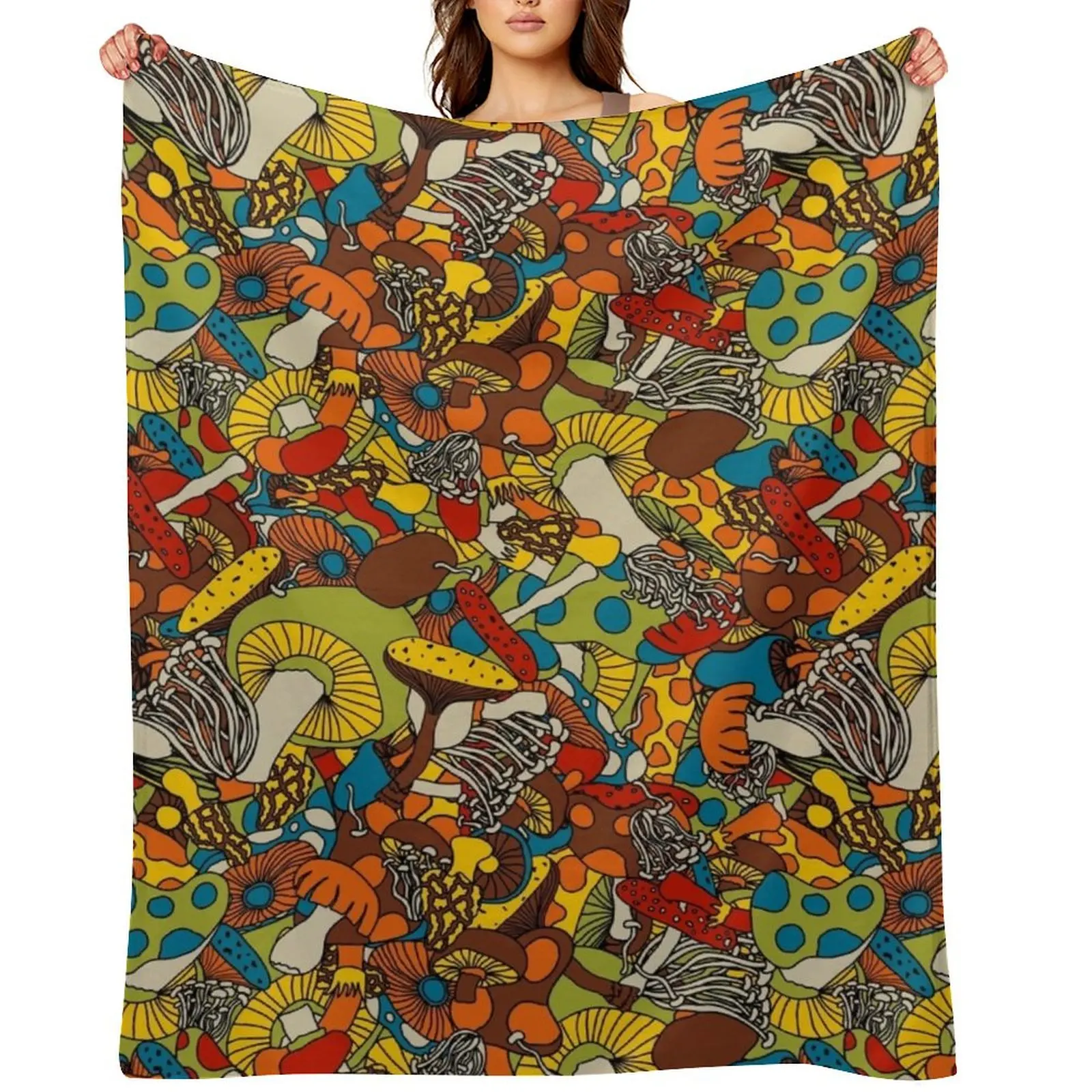 

70s psychedelic mushroom Throw Blanket Baby Shaggy Hairys Beautifuls Blankets