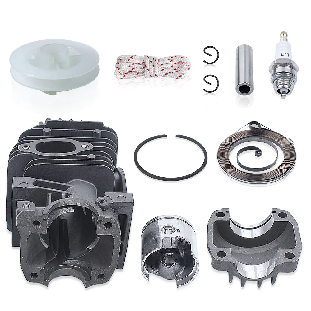 34mm Cylinder Piston Engine Pan Base Kit For Chinese 2500 25cc Recoil Starter Pulley Spring Rope Spark Plug Chainsaw Part