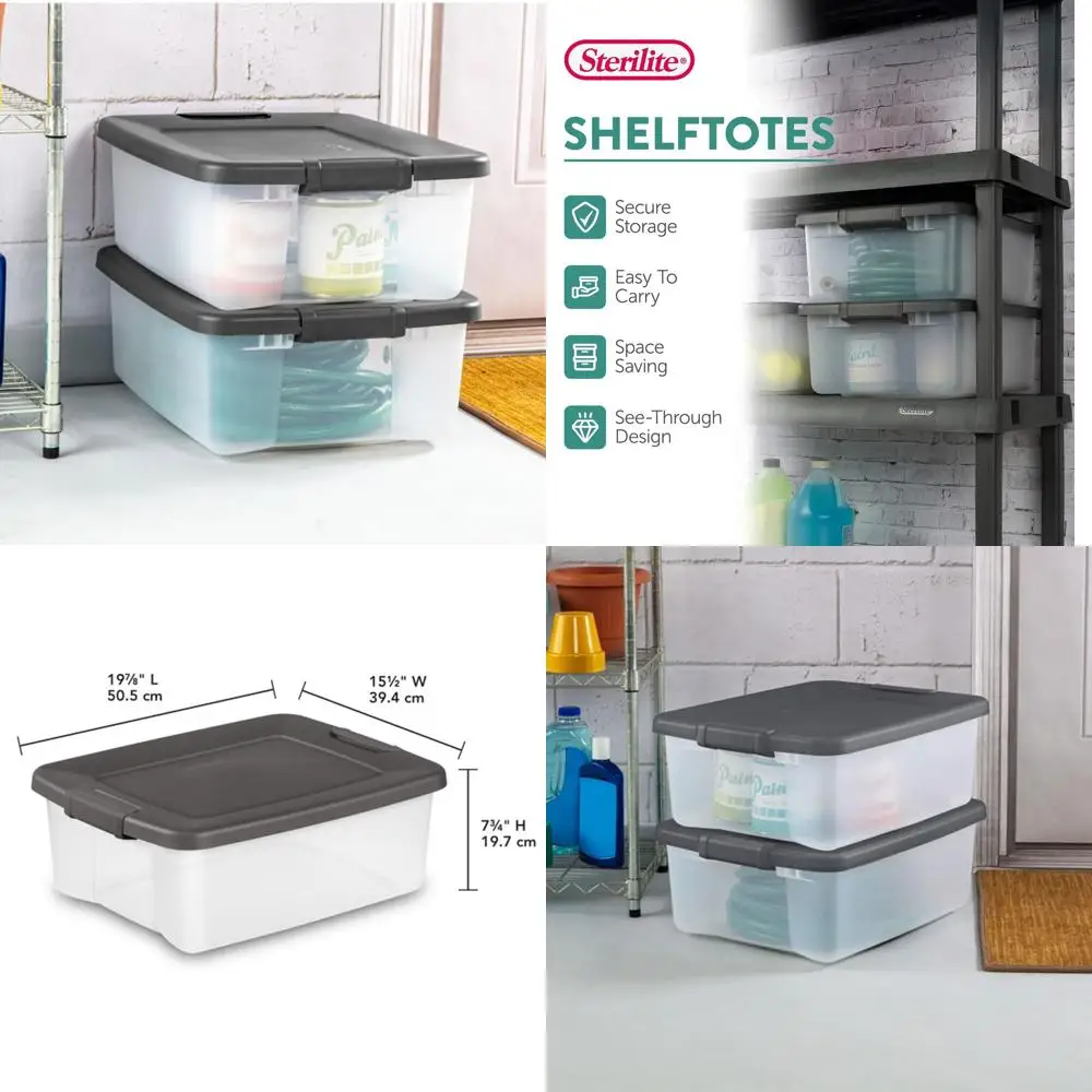 

Набор из 12 прозрачных пластиковых контейнеров для хранения объемом 25 кварт с крышками – штабелируемые, идеально подходят для шкафа, ванной комнаты и офиса