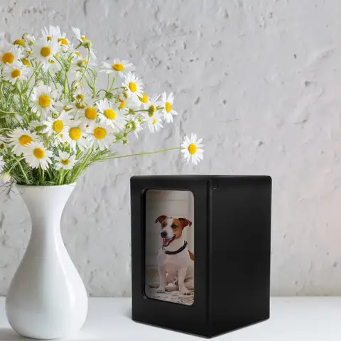 Wooden Pet Urn Solid Wood Ash Box Leak Proof Pet Ashes Keepsake Memorial Box Photo Frame Cremation Urn for Cat Dog Burial