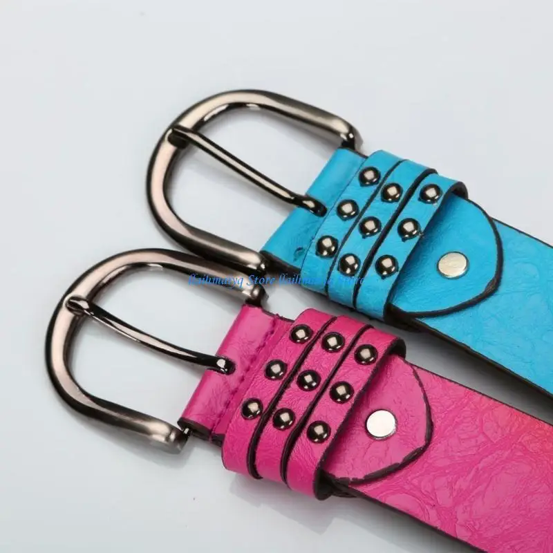 

573B Studded Belt Jeans Belt Buckle Belt Cowgirl Women Faux Leather Belt Western Belt