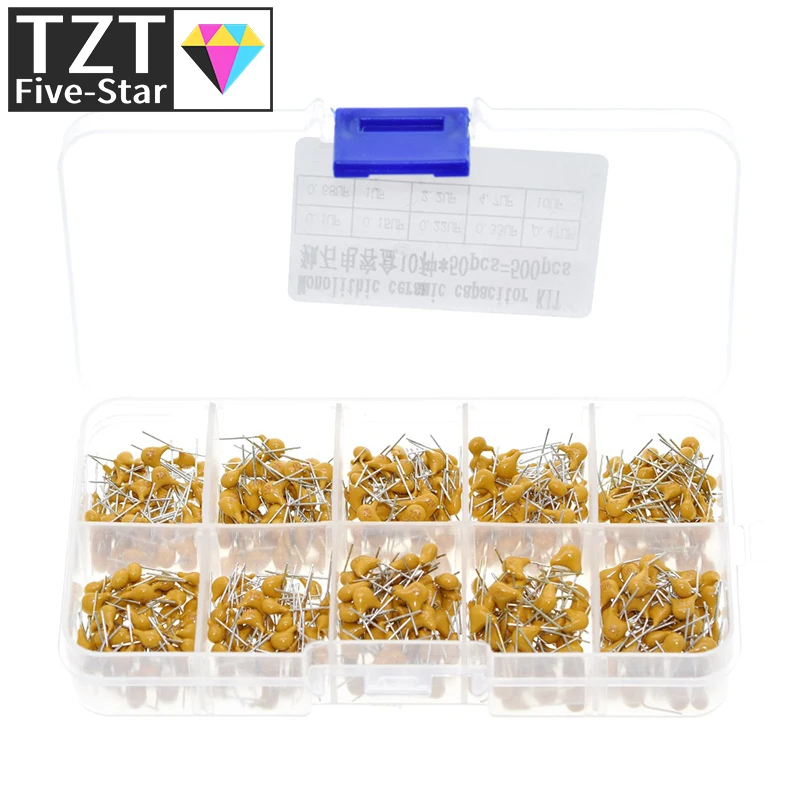 Imagem -03 - Tzt-capacitores Cerâmicos Multicamadas Sortidas Kit Sortimento Conjunto com Caixa de Armazenamento 10 Valores x 50 Pcs 1uf10uf 104-106 50v 500 Pcs por Lote