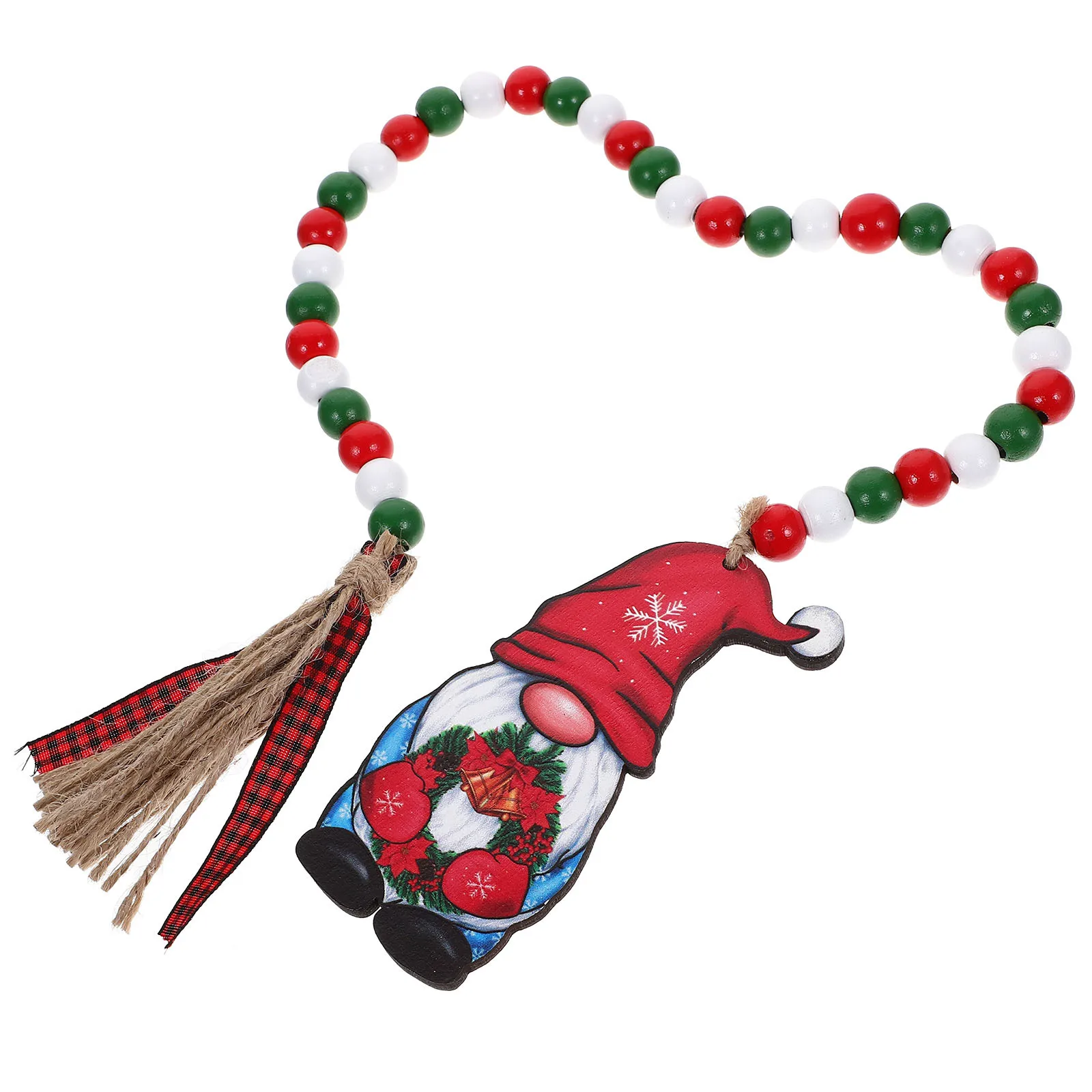

Xmas Wooden Bead Pendant Santa Wood Hanging Decoration Tassel Car Home Festive Gift Christmas Decor Christmas Hanging Decor