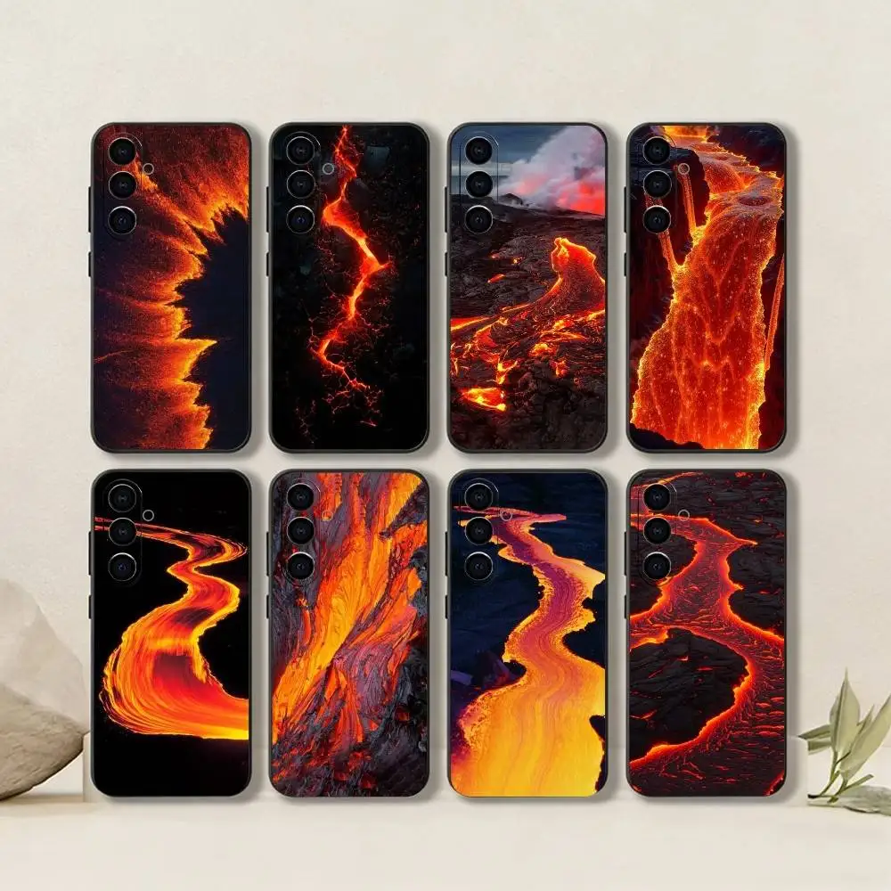 Volcano   Phone Case Black Silicone Soft For Samsung Galaxy A73,A72,A71,A70,A53,A52,A51