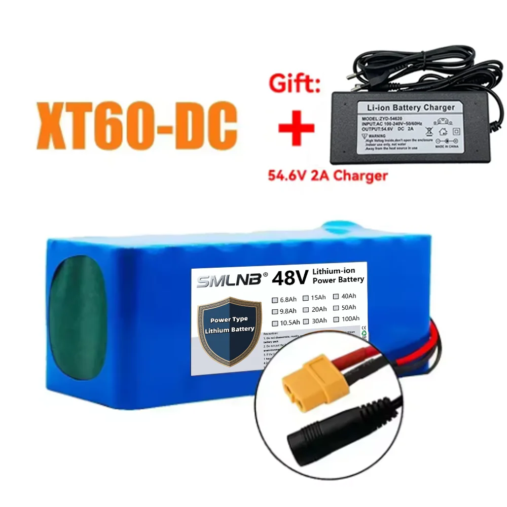 13S2P Lithium Ion 48V 10AH ​​Battery Pack with BMS -250W To 1000W Electric Vehicle Power Supply 54.6V Charger