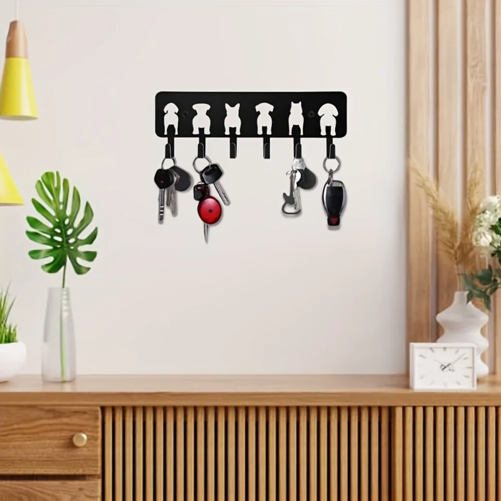 Cute Puppy Iron Wall Key Hooks Garage Entryway Hanger Home Decor Rustproof Garden Fence Ornament