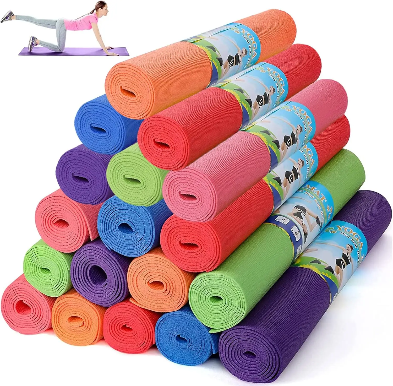 18 Pieces Yoga Bulk Non Slip Exercise Fitness Workout for Women Men Kids Home Workout Gym Floor Exercising,