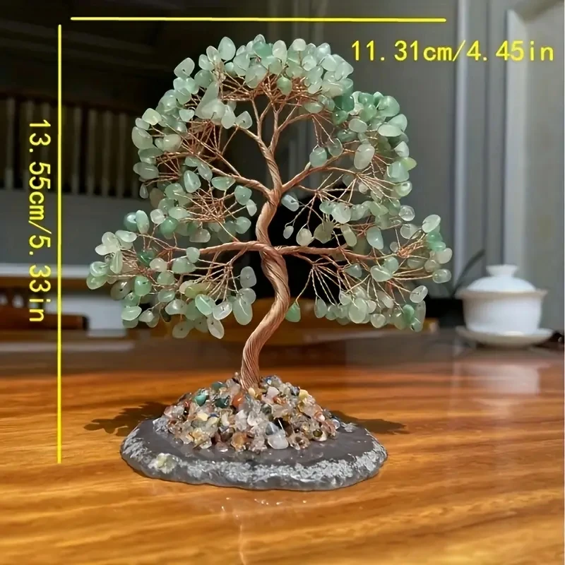 Natural Crystal Tree Green Aventurine Rose Quartz Decor Home Office Decoration Money Tree Life Tree Ornament Holiday Gift