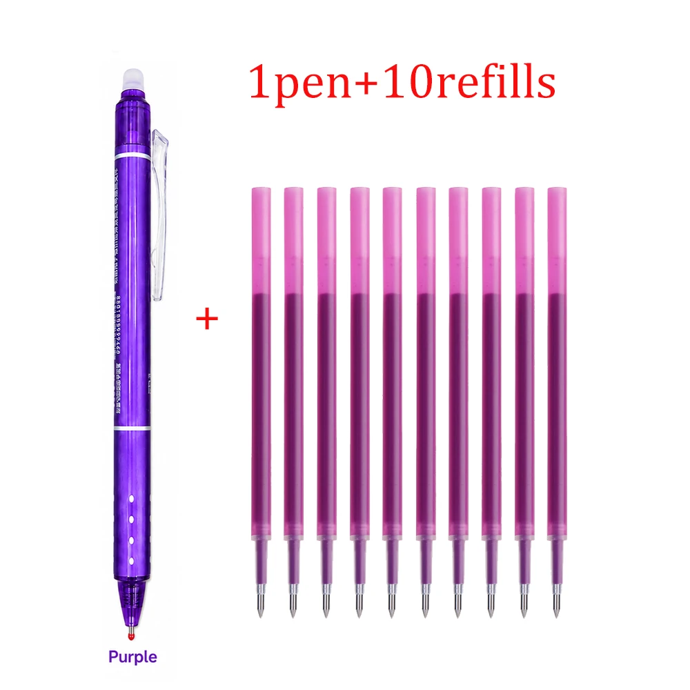 0,5 mm intrekbare, uitwisbare gelpen met 10 navulpatronen, afwasbare handgreep, geschikt voor school, kantoor en als schrijfgerei.