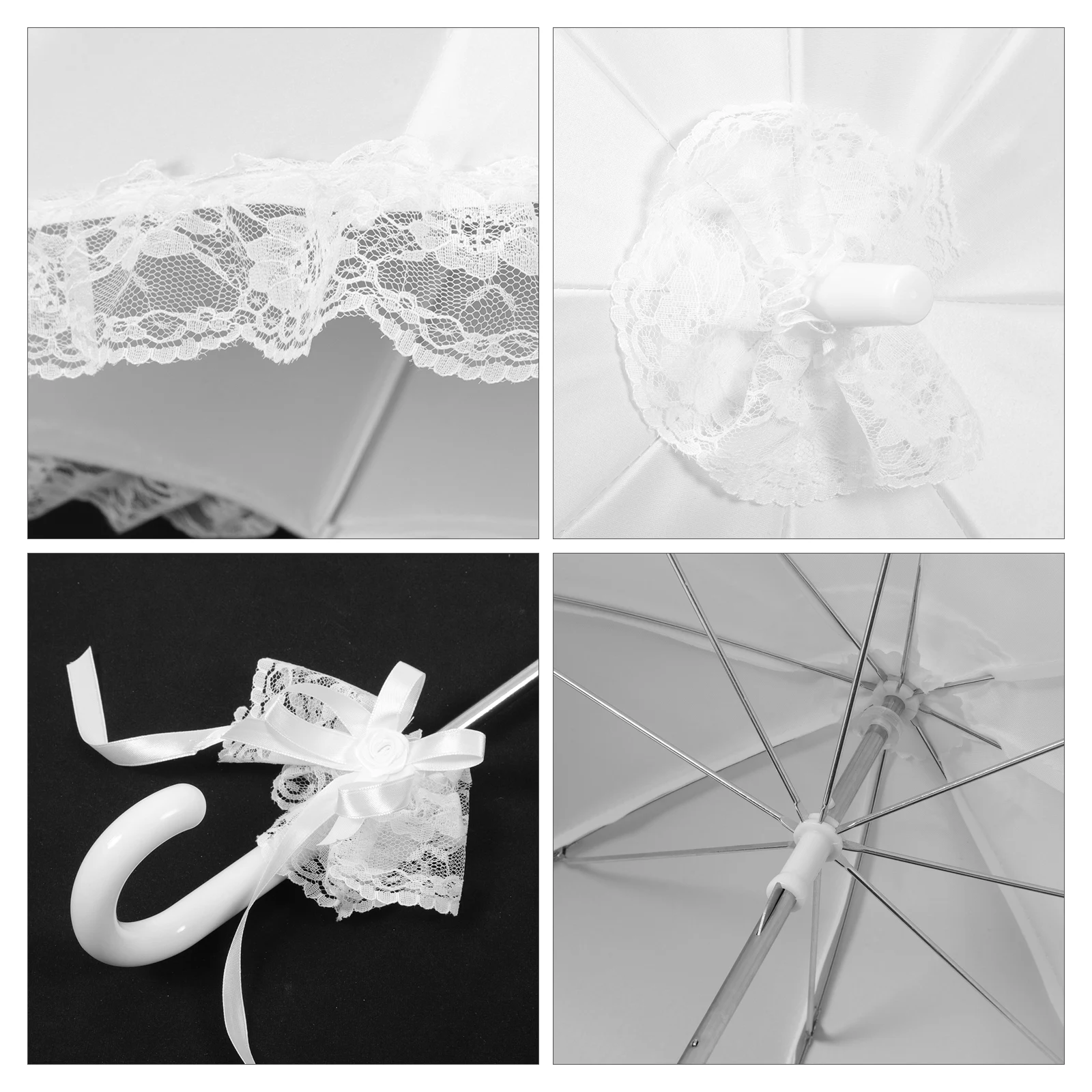

Children's Lace White Satin Elegant Parasol Wedding Prop Bridal Accessory Sun Elegant Umbrella Rain Umbrella Travel