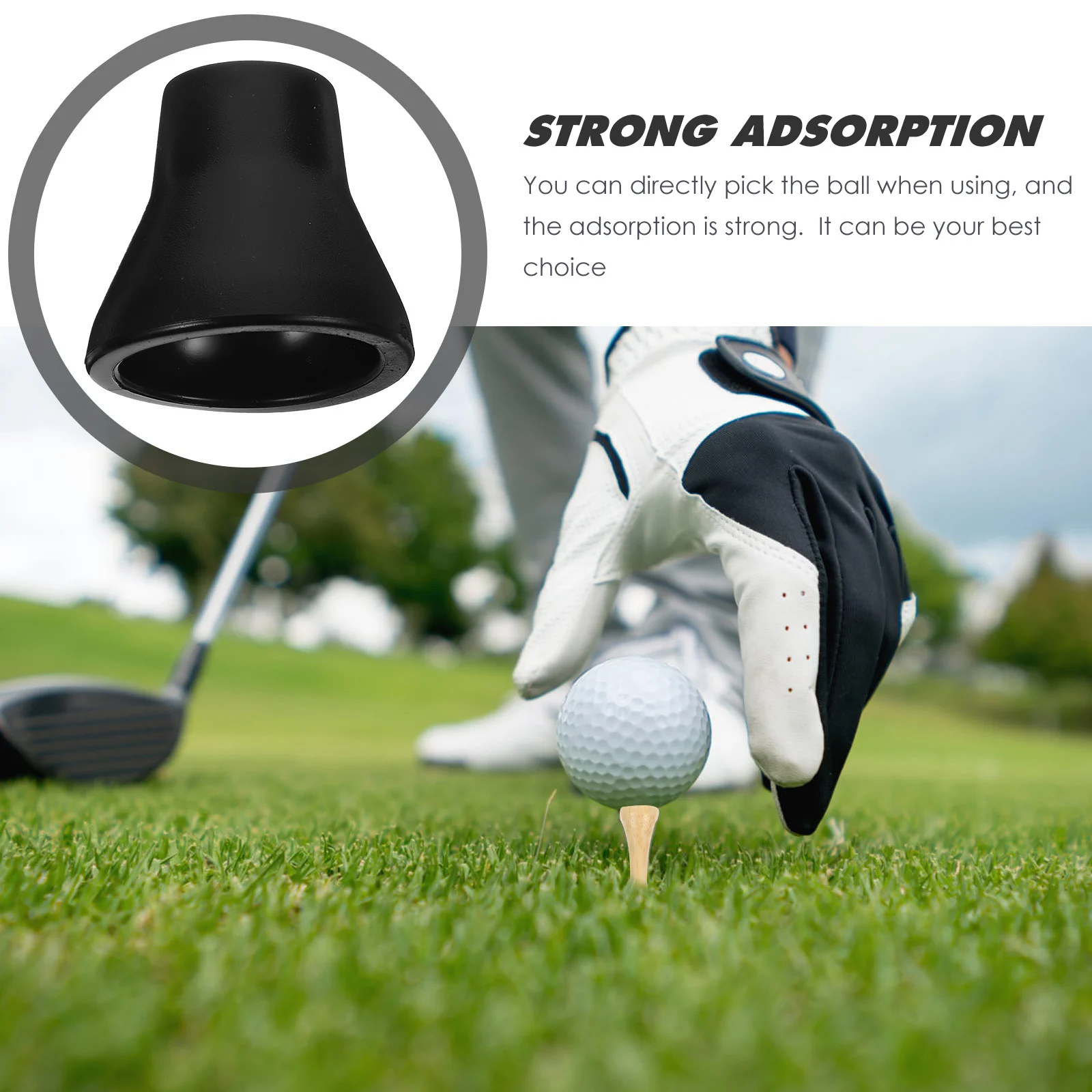 6 шт., резиновые захваты для извлечения мячей, сменные присоски, маленькие инструменты, черный захват для гольфа, практичный, легкий, удобный для гольфа