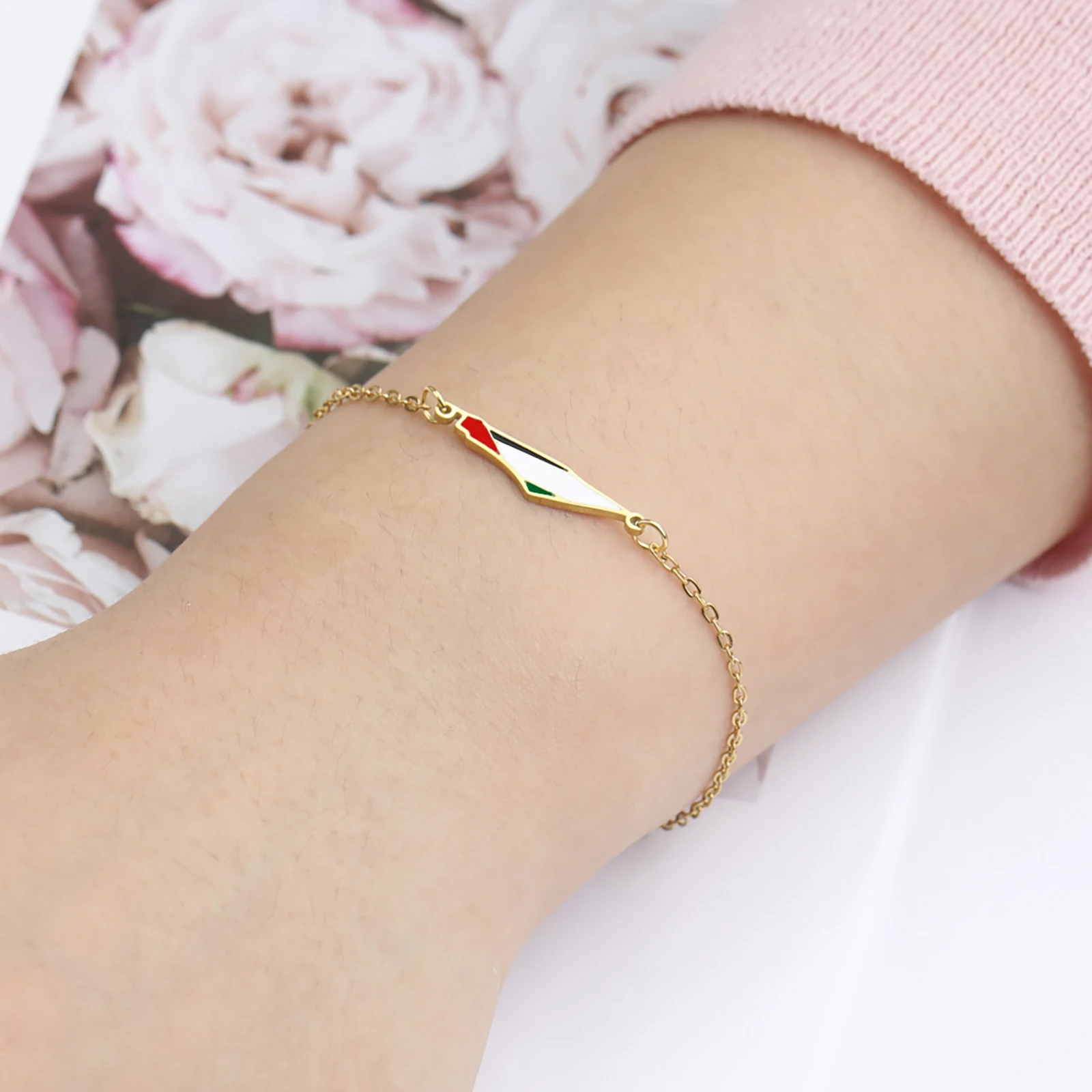 Skyrim Palestine Map Charm Bracelet Stainless Steel Women's Bracelet Men's Rural Geography Jewelry Gift Wholesale image 4