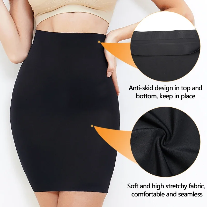 Vrouwen Half Slips Voor Onder Jurken Hoge Taille Onderrok Naadloze Rok Shapewear Tummy Controle Body Shaper Afslanken Ondergoed