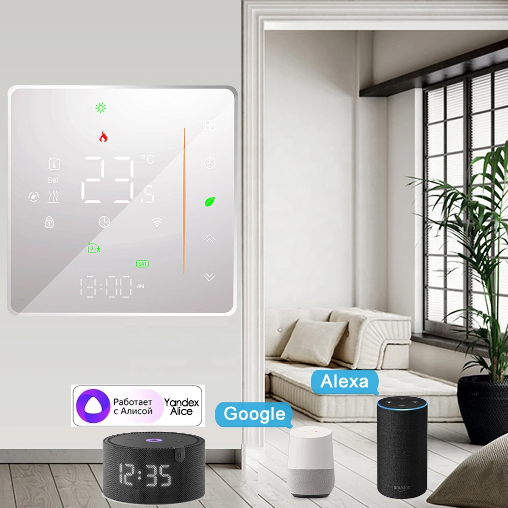 Tuya Water Heating System Smart WIFI Thermostat Weather Display Central Heating Wiring Centres Hub Controller Actuators