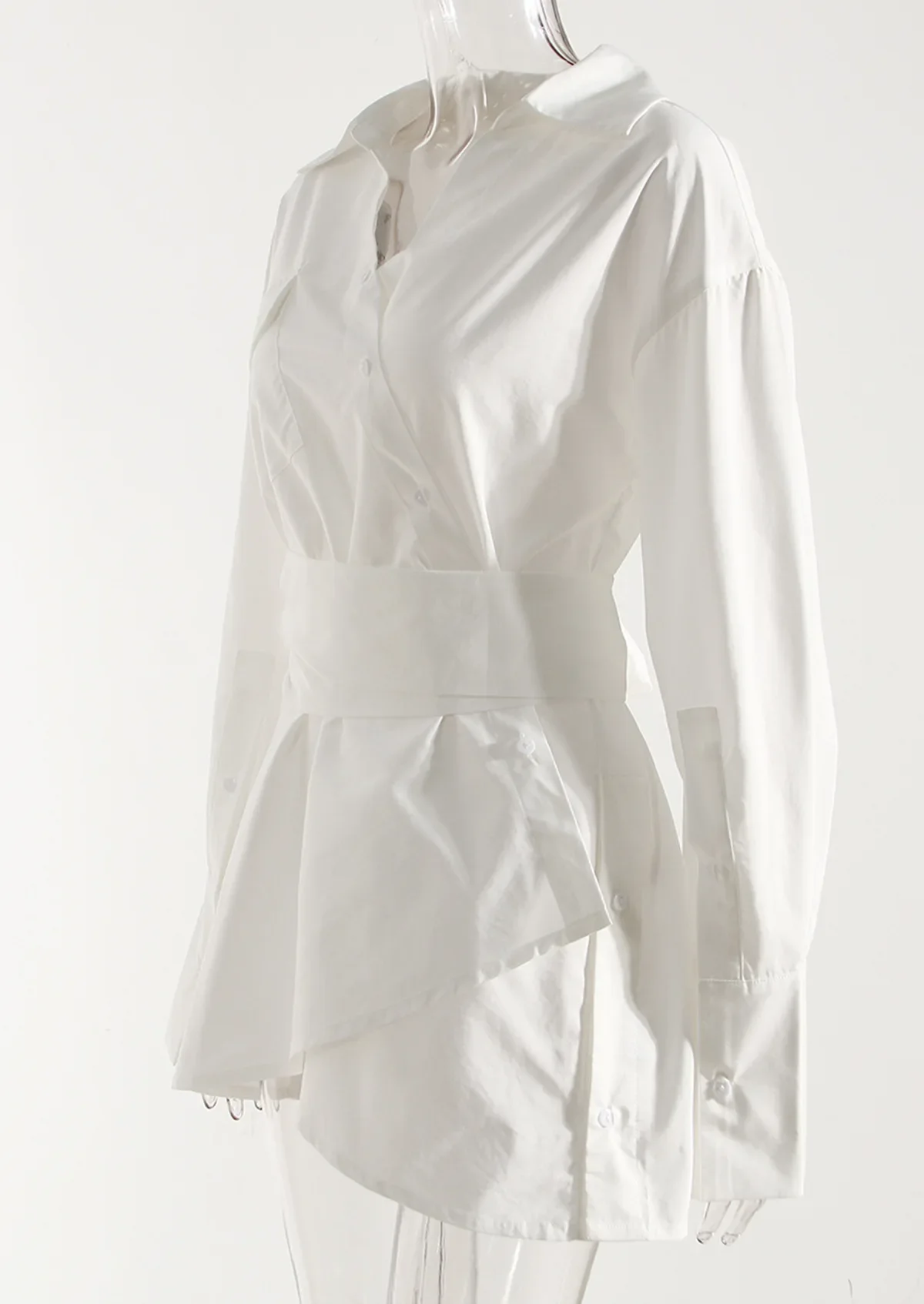 Blazer à col en V avec ceinture pour femme, costume blanc pour femme, chemise formelle pour le bureau, vêtements de travail d'affaires, manteau à la mode pour fille, robe de Rh, 1 pièce