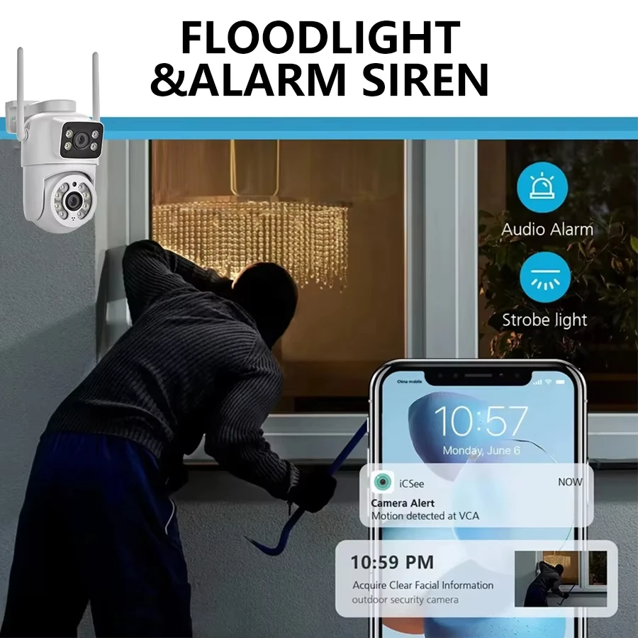 8MP Dual-Lens Dual-Screen Security Camera Outdoor Waterproof PTZ WiFi IP Cam Auto Tracking Two-Way Audio CCTV Surveillance ICSEE