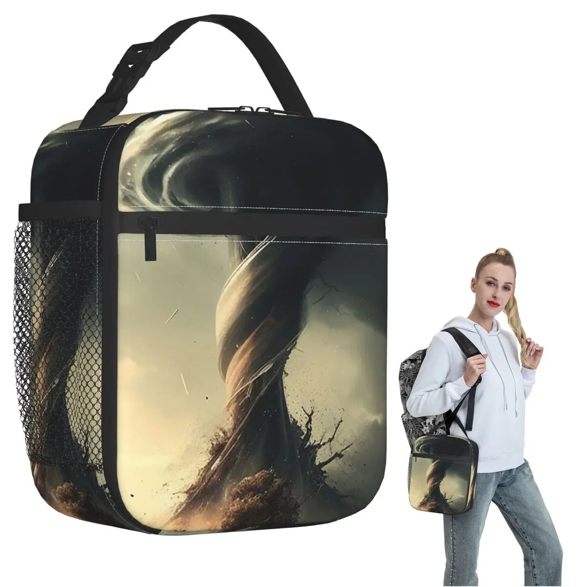Fantasy World Tornado Apocalypse Insulated Lunch Bag for Women Children Portable Food Boxes Thermal Lunch Box Tote