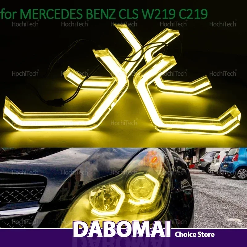 

M4 Style LED Angel Eyes Kit Ring Lemon Yellow Colors Headlight Lamp DRL for MERCEDES BENZ CLS W219 C219 2004-2010