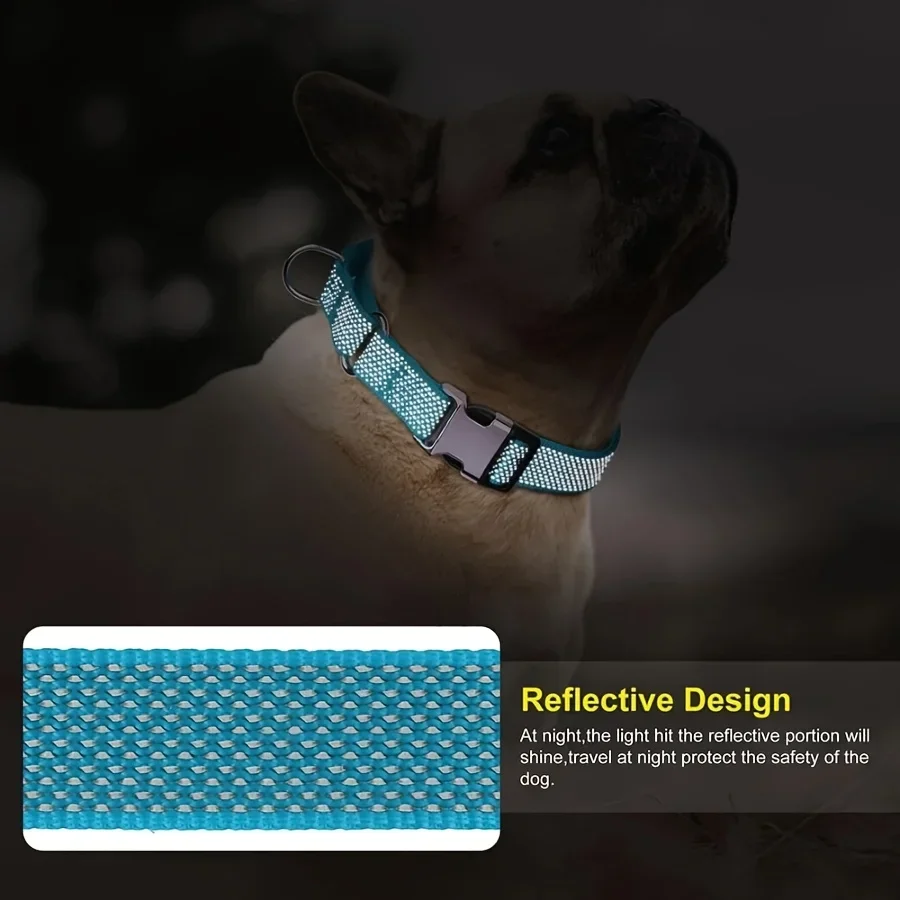 Reflective Nylon Dog Collar Adjustable Pet Training Controlled Collar Durable Safe Choke Necklace for Small Medium Large Dogs